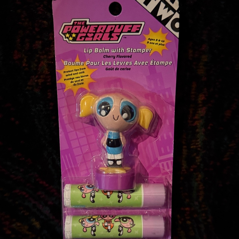 RARE (NIP) Cartoon Network Powerpuff Girls - Bubbles stamper w/ 2 Lip Balm